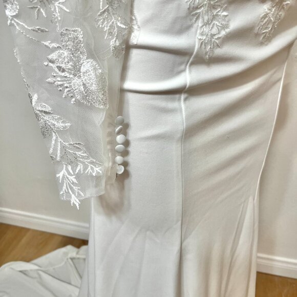 Lulus Wedding Eternity With You White Lace Long Sleeve Dress Size 2 - Picture 8 of 15